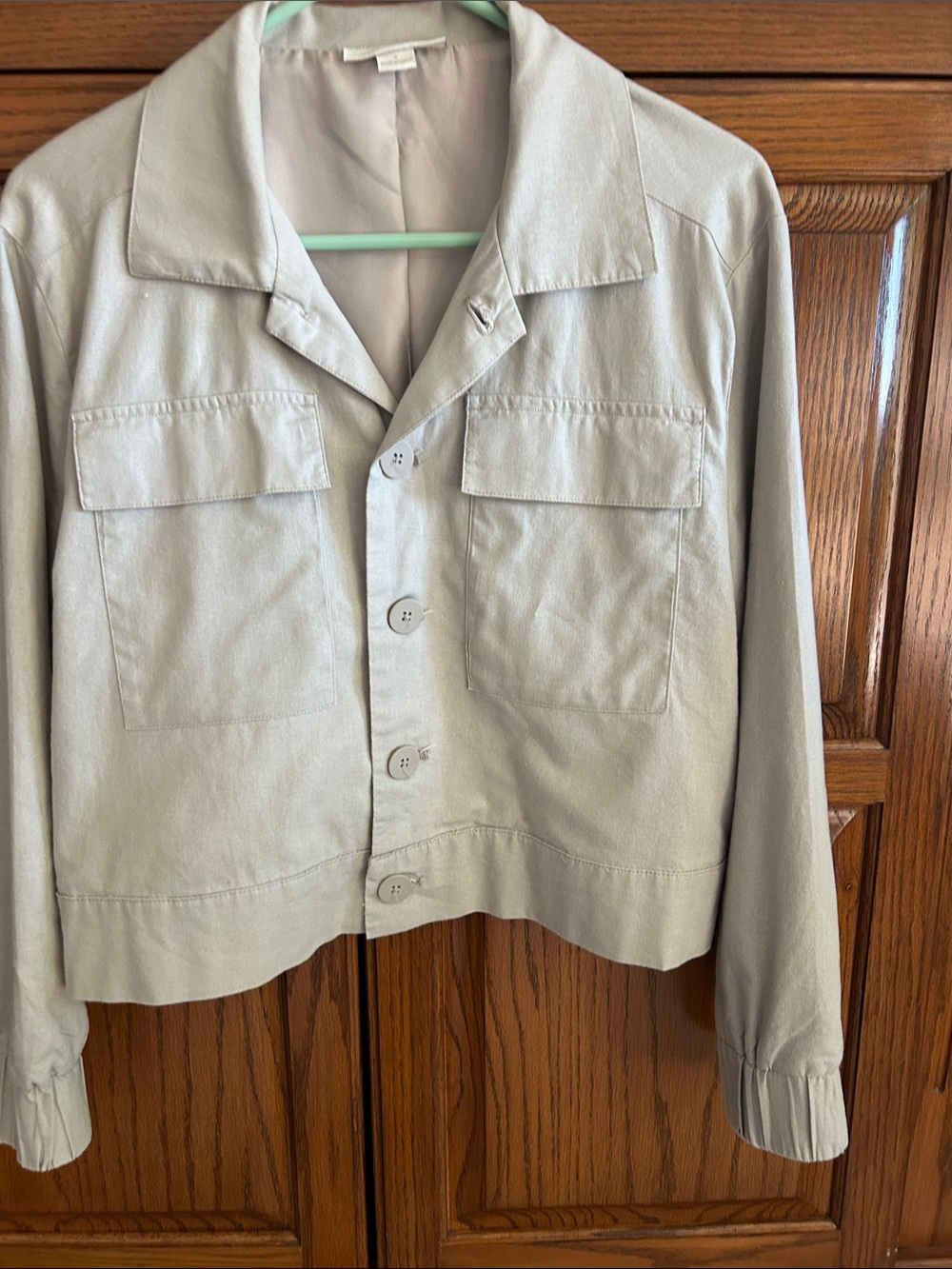 Catherine Malandrino Light Gray/taupe Button-Front Utility Jacket